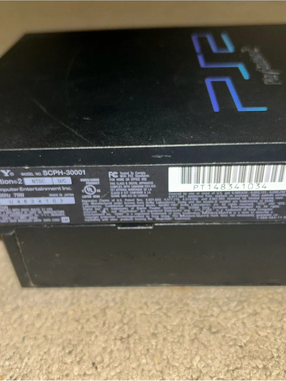 Sony PlayStation 2 PS2 Console SCPH 30001 Black Bundle With Cables PARTS ONLY